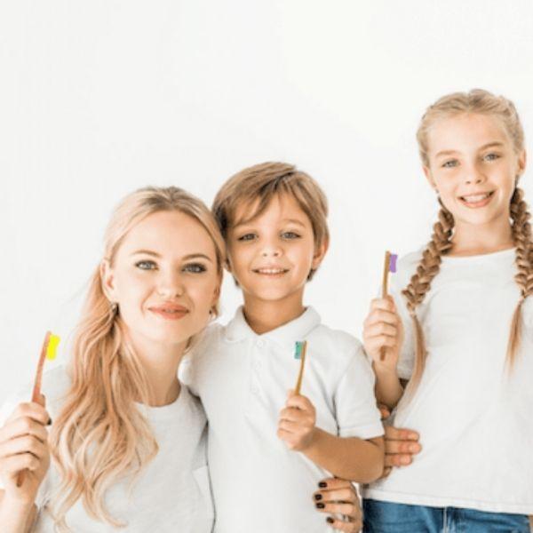 Bamkiki_Sustainable_Eco_Friendly_zero waste oral care bamboo toothbrush toddler kids woman size multipack with white background