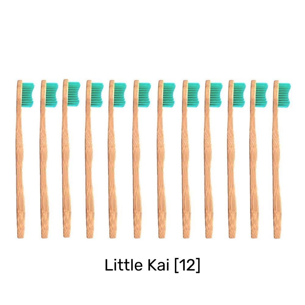 Bamboo Toothbrush Kids Size- Bamkiki - Twelve pieces - wholesale-bulk buy- Little Kai Green