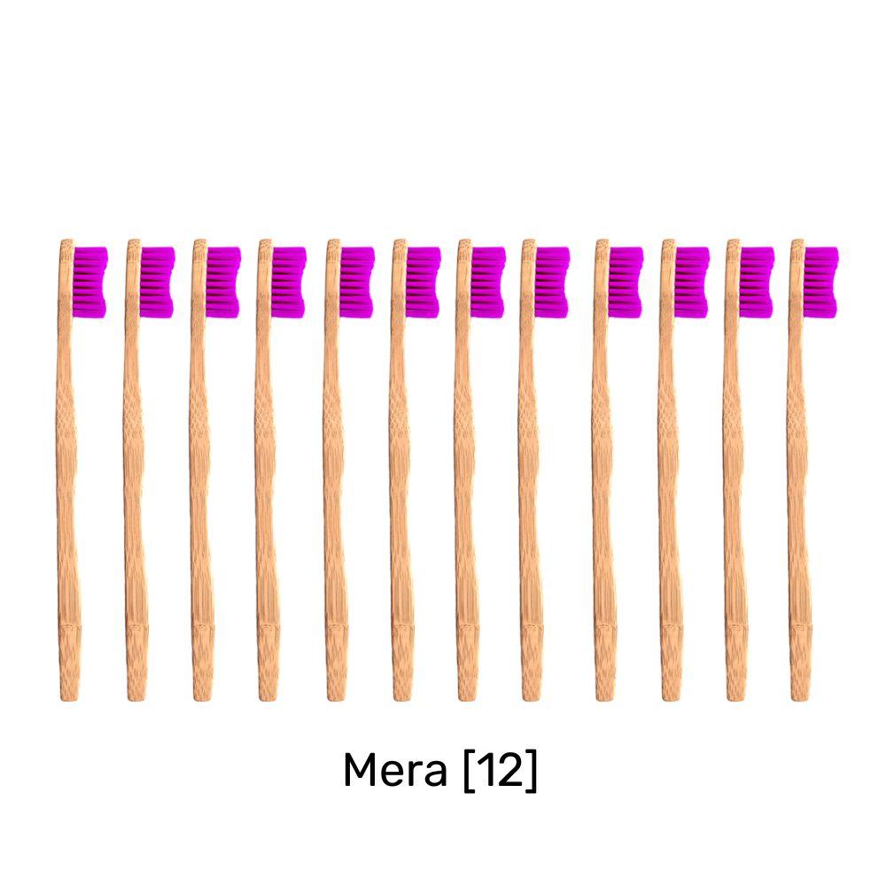 Bamboo Toothbrush Kids Size- Bamkiki - Twelve pieces - wholesale-bulk buy- Mera Purple 