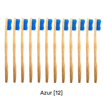 Buy Bamkiki Toothbrush eco friendly bamboo toothbrush adult size twelve pieces blue colour Azur