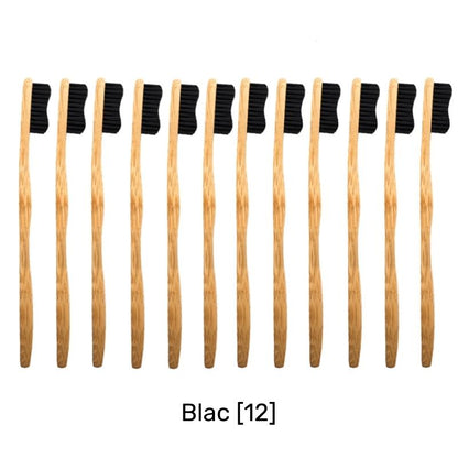 Buy Bamkiki Toothbrush eco friendly bamboo toothbrush adult size twelve pieces black colour Blac