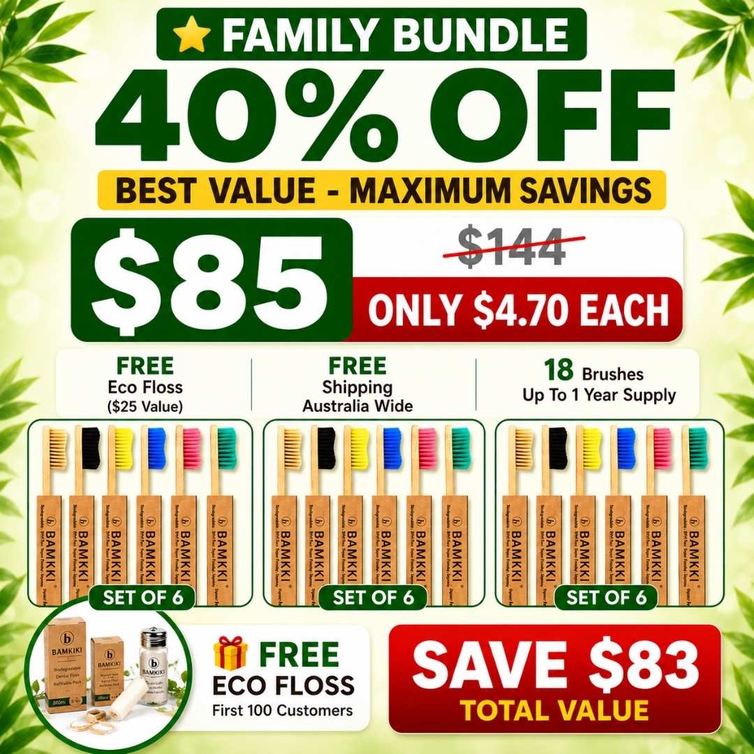 Bamkiki Family Bundle Save 40% plus free eco floss plus free shipping Aus Wide