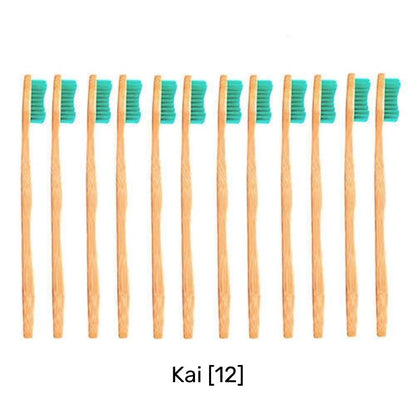 Buy Bamkiki Toothbrush eco friendly bamboo toothbrush multi pack adult size twelve pieces multi colour Kai