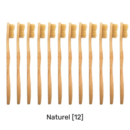 Buy Bamkiki Toothbrush eco friendly bamboo toothbrush multi pack adult size twelve pieces multi colour Naturel