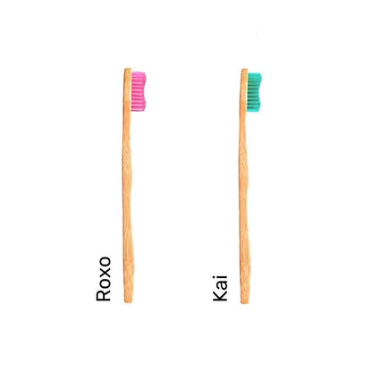 Buy Bamkiki Toothbrush eco friendly bamboo toothbrush multi pack adult size two pieces multi colour Roxo and Kai