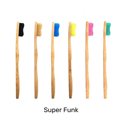 Buy Bamkiki Toothbrush eco friendly bamboo toothbrush multi pack adult size six pieces multi colour Super Funk