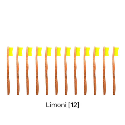 Buy Bamkiki Toothbrush eco friendly bamboo toothbrush toddler size twelve pieces yellow colour Limoni