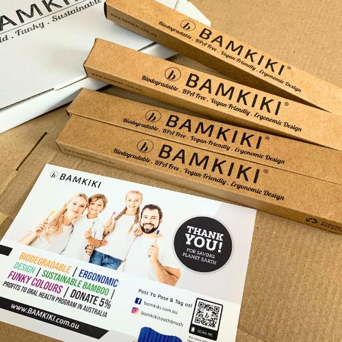 Bamkiki eco friendly biodegradable sustainable bamboo toothbrush with sustainable plastic free packaging