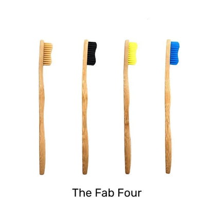 Eco Friendly Sustainable Bamboo Toothbrush Adult Size- Bamkiki - four pieces - wholesale-bulk buy- the fab four